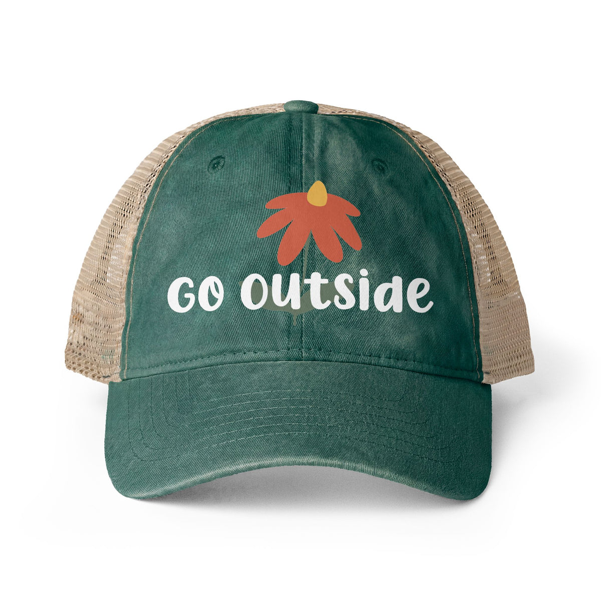 Go Outside - Women's Washed Mesh-Back Cap