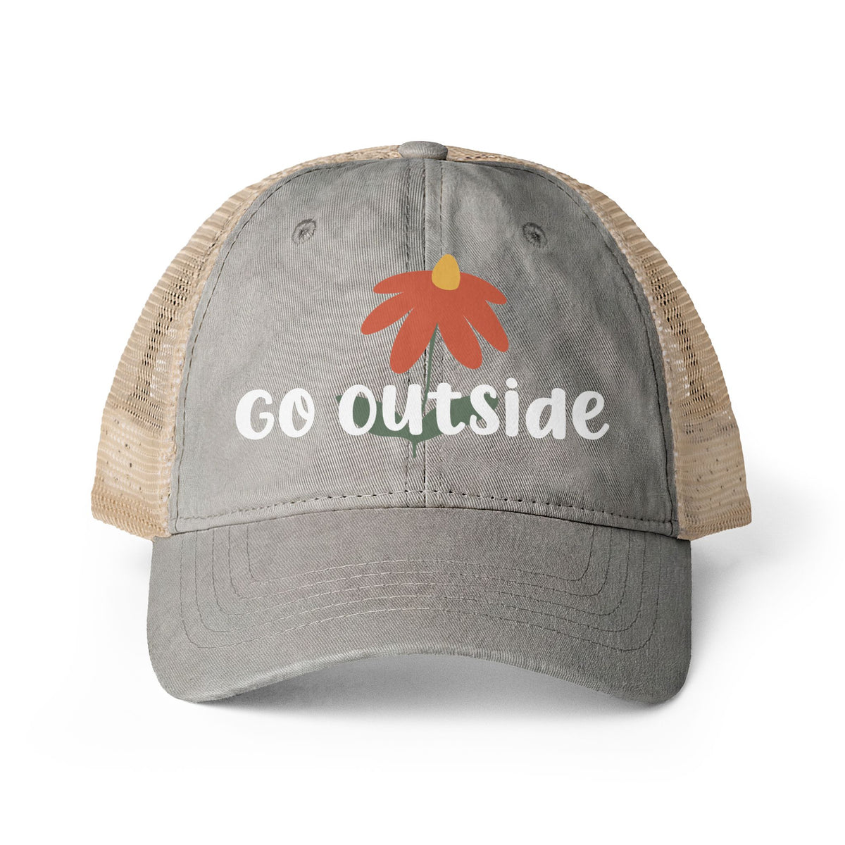 Go Outside - Women's Washed Mesh-Back Cap