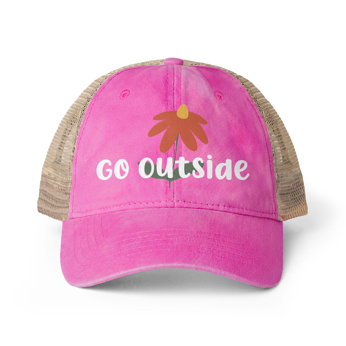 Go Outside - Women's Washed Mesh-Back Cap