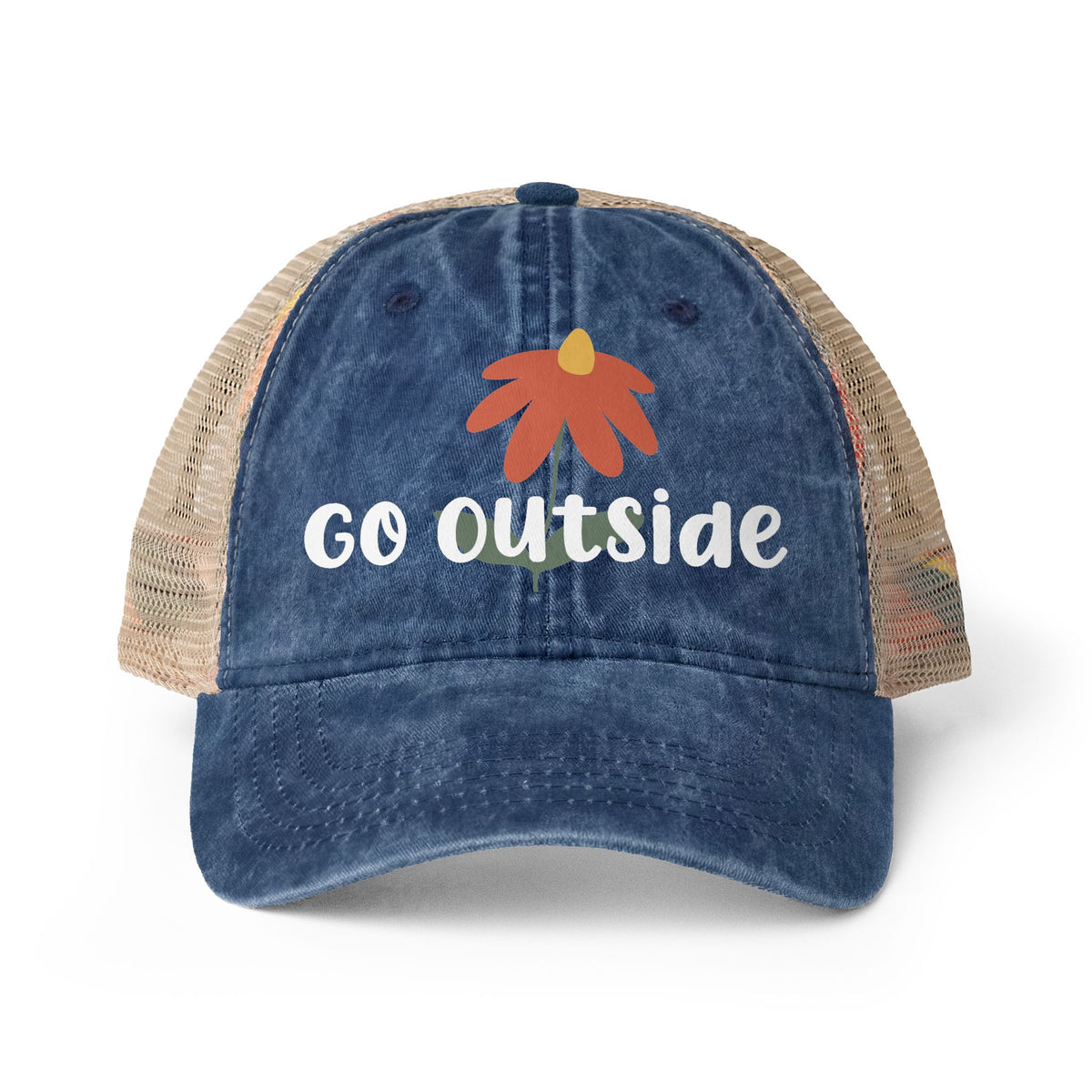 Go Outside - Women's Washed Mesh-Back Cap
