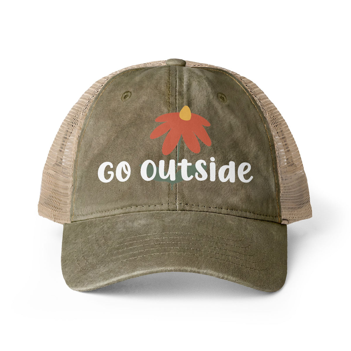 Go Outside - Women's Washed Mesh-Back Cap