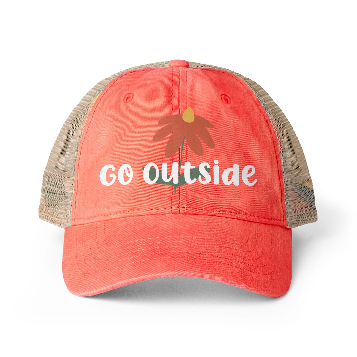 Go Outside - Women's Washed Mesh-Back Cap