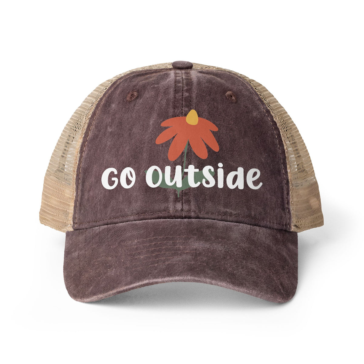 Go Outside - Women's Washed Mesh-Back Cap